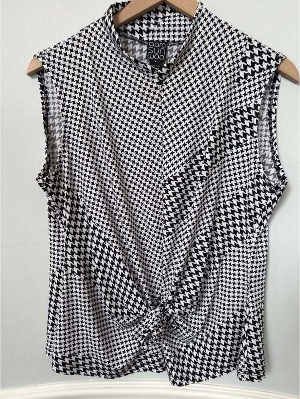 Clara Sunwoo Houndstooth Sleeveless Top Size L